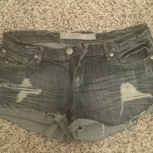 Refuge Distressed Dark Short Jean Shorts